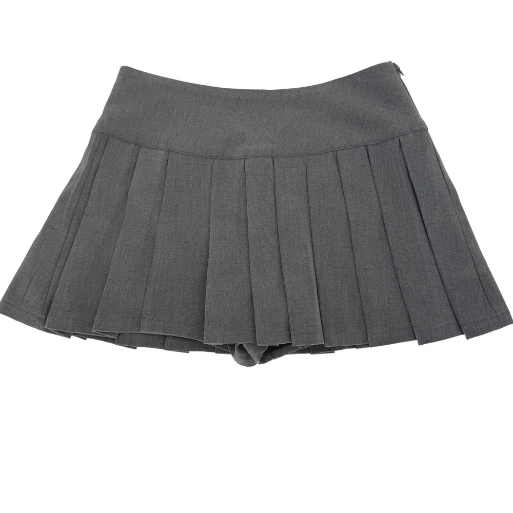 Gray‎ Pleated Micro Mini Skort Coquette Tumblr Dark Academia Kawaii NWOT